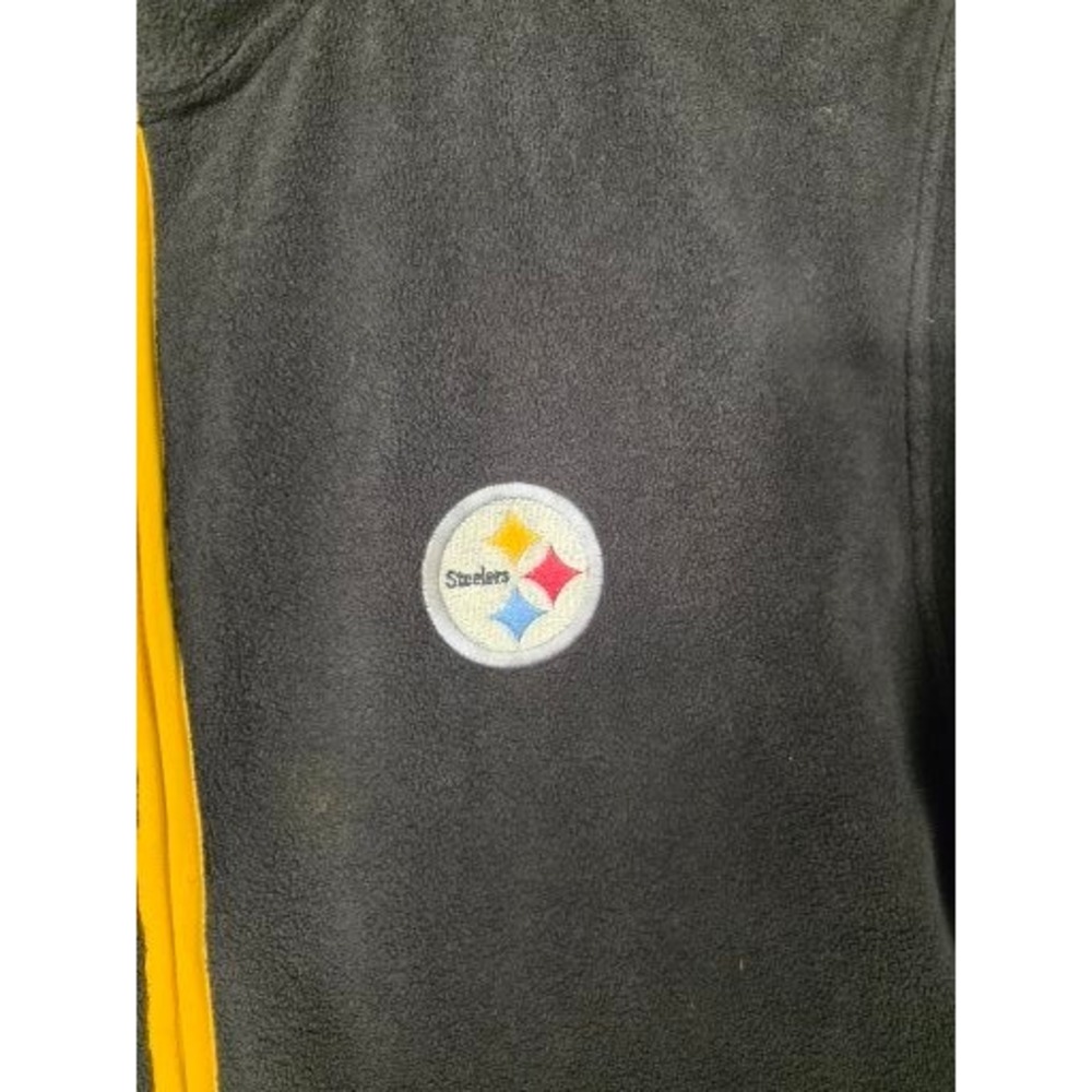 VTG Pittsburgh Steelers Fleece‎ Jacket Full Zip Mens Free Size Black Yellow Logo - Picture 7 of 9